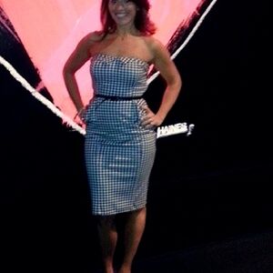 Stop Staring! Paige Houndstooth Classic Black and White Checkered Dress Sz Med